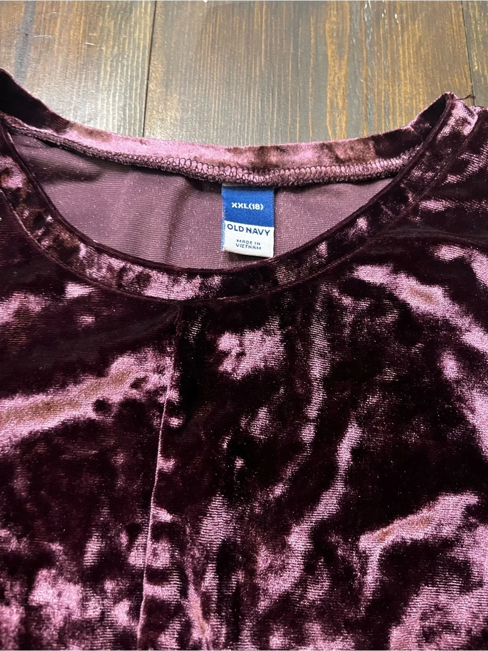 Old Navy Velvet Ruched Long Sleeve Top - Burgundy Kids Size XXL